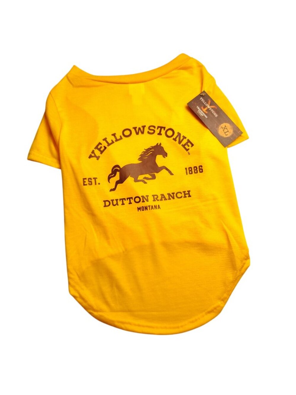 Yellowstone Dog Size XL Dutton Ranch Yellow Pet Apparel Graphic T-Shirt